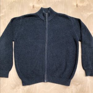 LL Bean Mens Navy Knit Zip Cardigan Medium Sweater